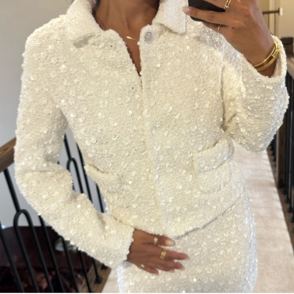 Zara 2 piece matching set textured sequin beaded - Picture 9 of 17